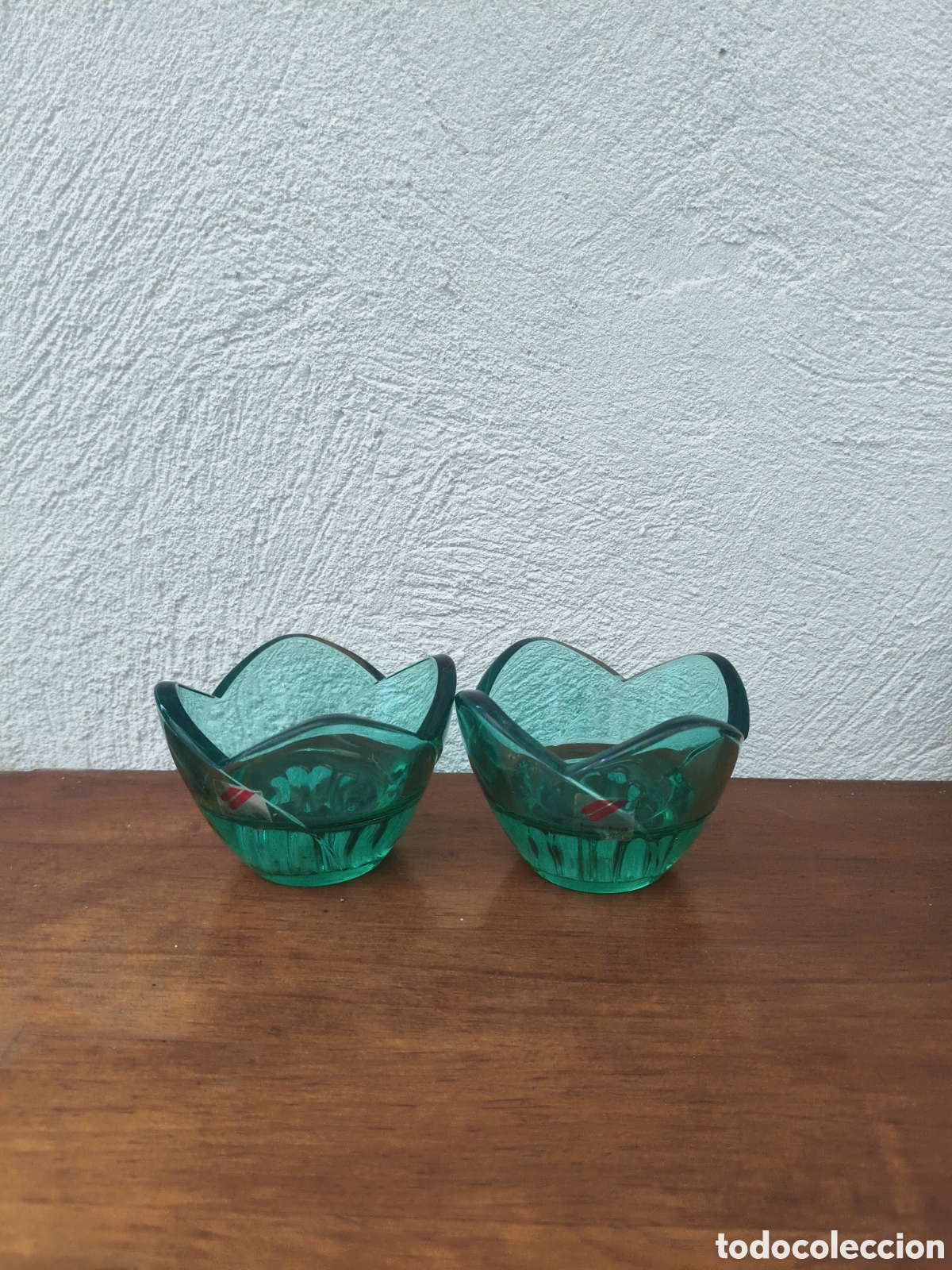 Vintage: Bormioli Rocco cristal verde portavelas Italia Murano, dise&ntilde;o Rocco cristal Italy