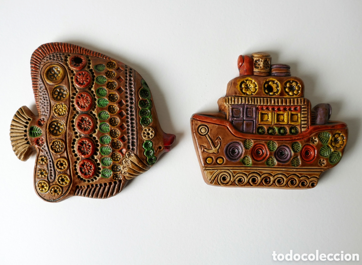 Vintage: LOTE PAREJA 2X FIGURAS DE COLGAR CER&Aacute;MICA CONVENTO JESUS Y MAR&Iacute;A ARACENA ESPA&Ntilde;A VINTAGE A&Ntilde;OS 60 70