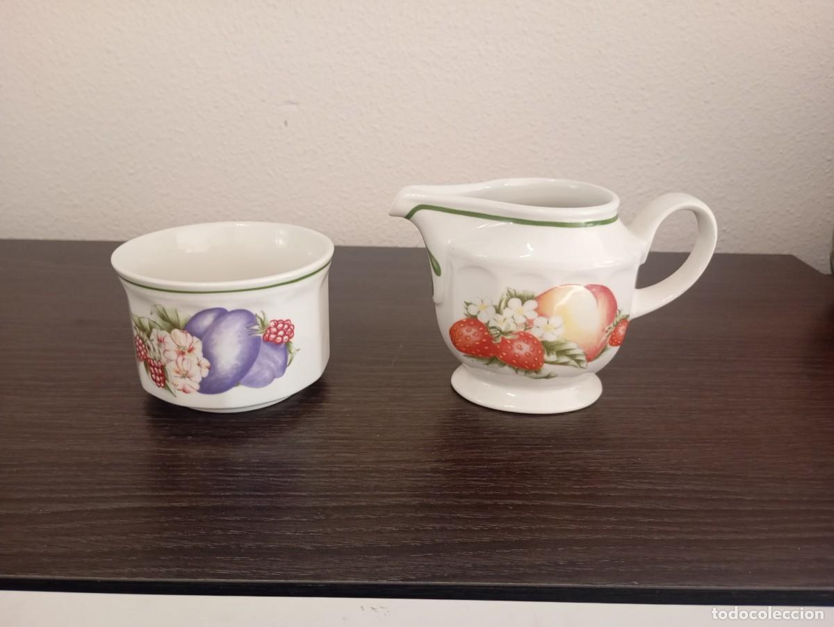 Vintage: BONITO CONJUNTO LECHERA+AZUCARERO DE PORCELANA DE CHURCHILL ENGLAND, COLECCI&Oacute;N VICTORIAN ORCHARD