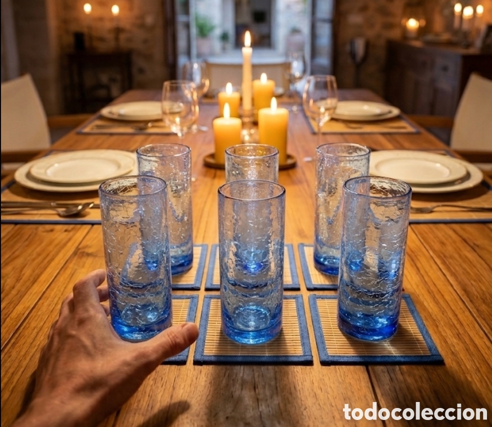 Vintage: Vidrio Craquelado Vintage Azul Cobalto (Impecables