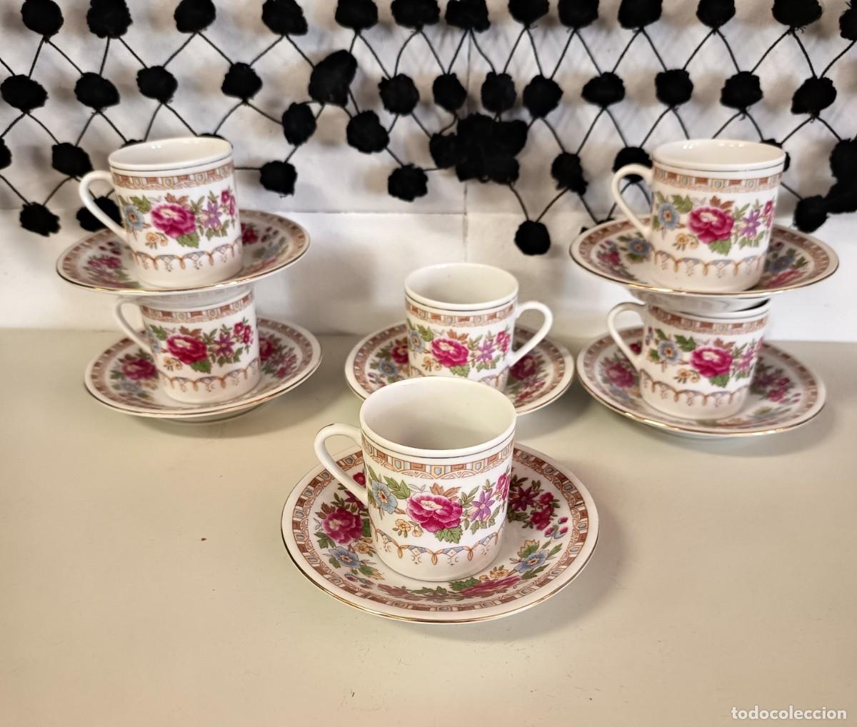 Vintage: Juego tazas caf&eacute; porcelana