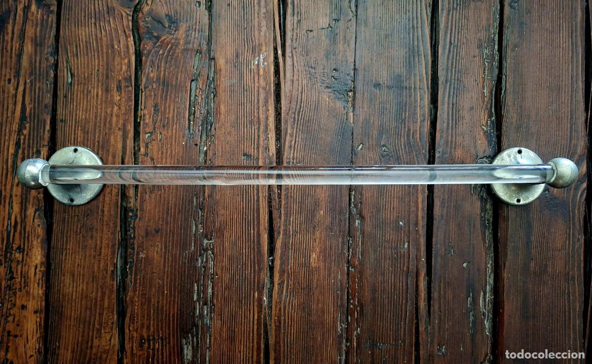 Vintage: Toallero vintage de pared r en cristal macizo y metal - ba&ntilde;o retro - Funcional y decorativo