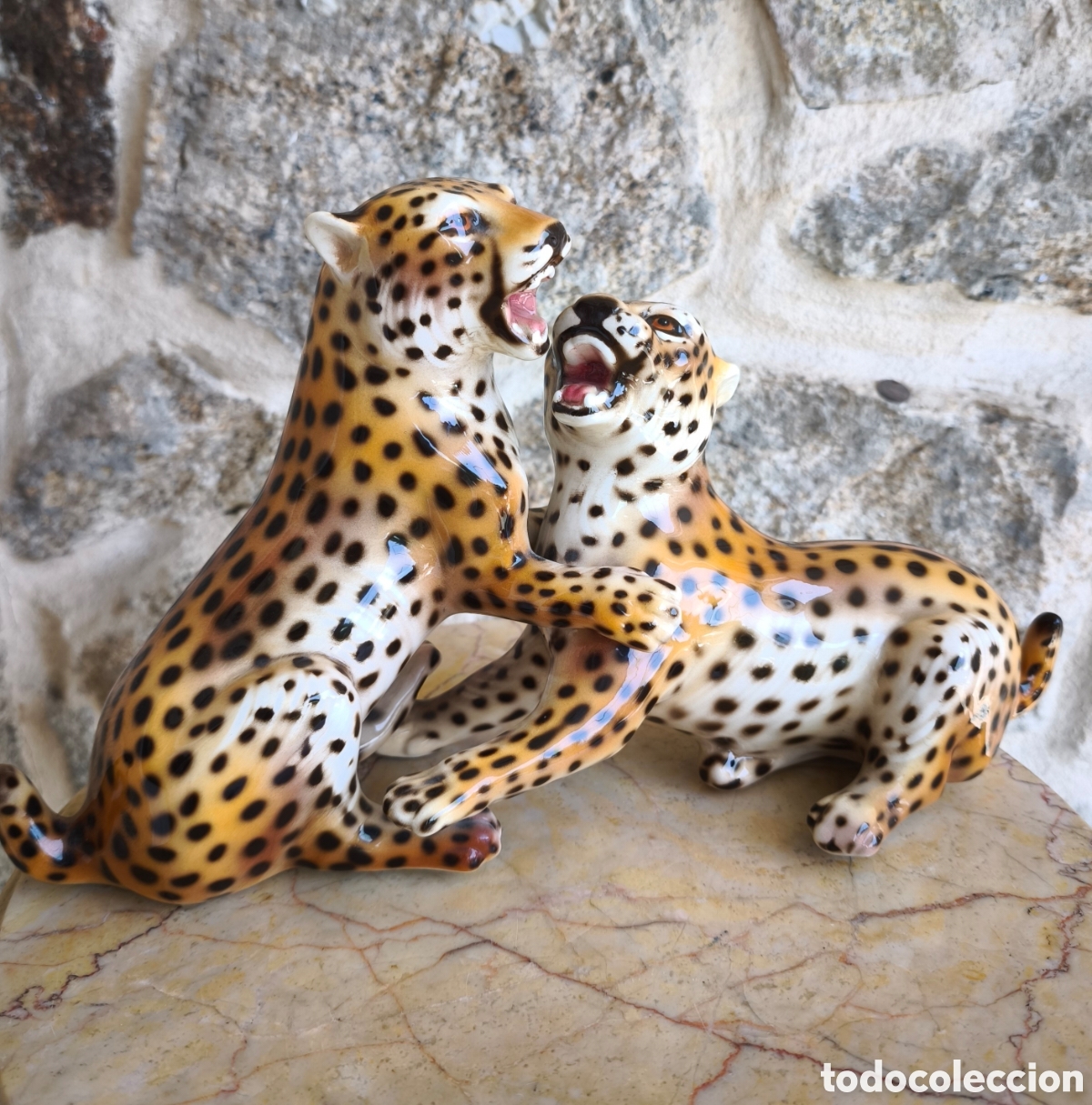 Vintage: Pareja Figuras Leopardo o guepardo Vintage