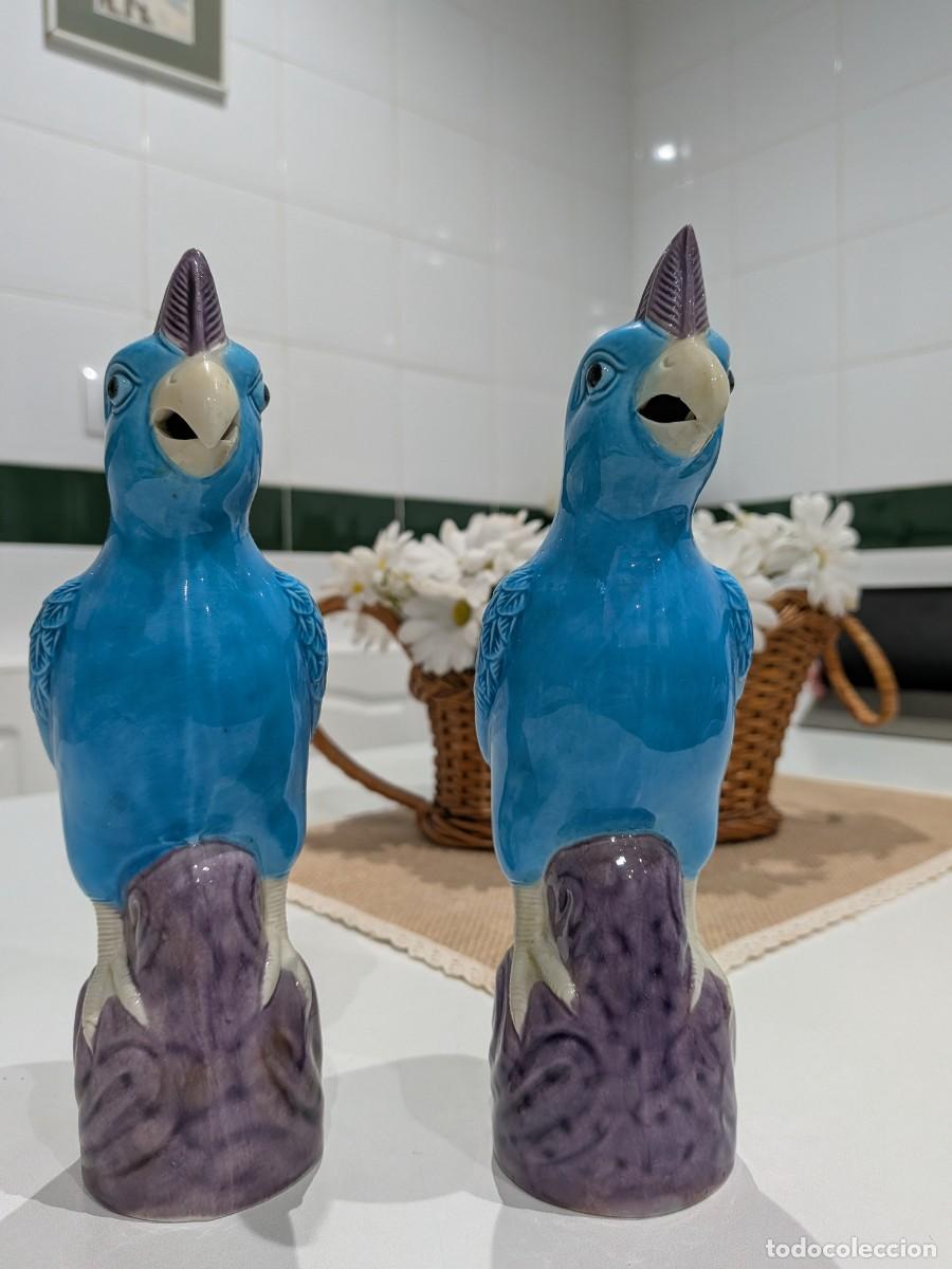 Vintage: Pareja de Loros de Porcelana china