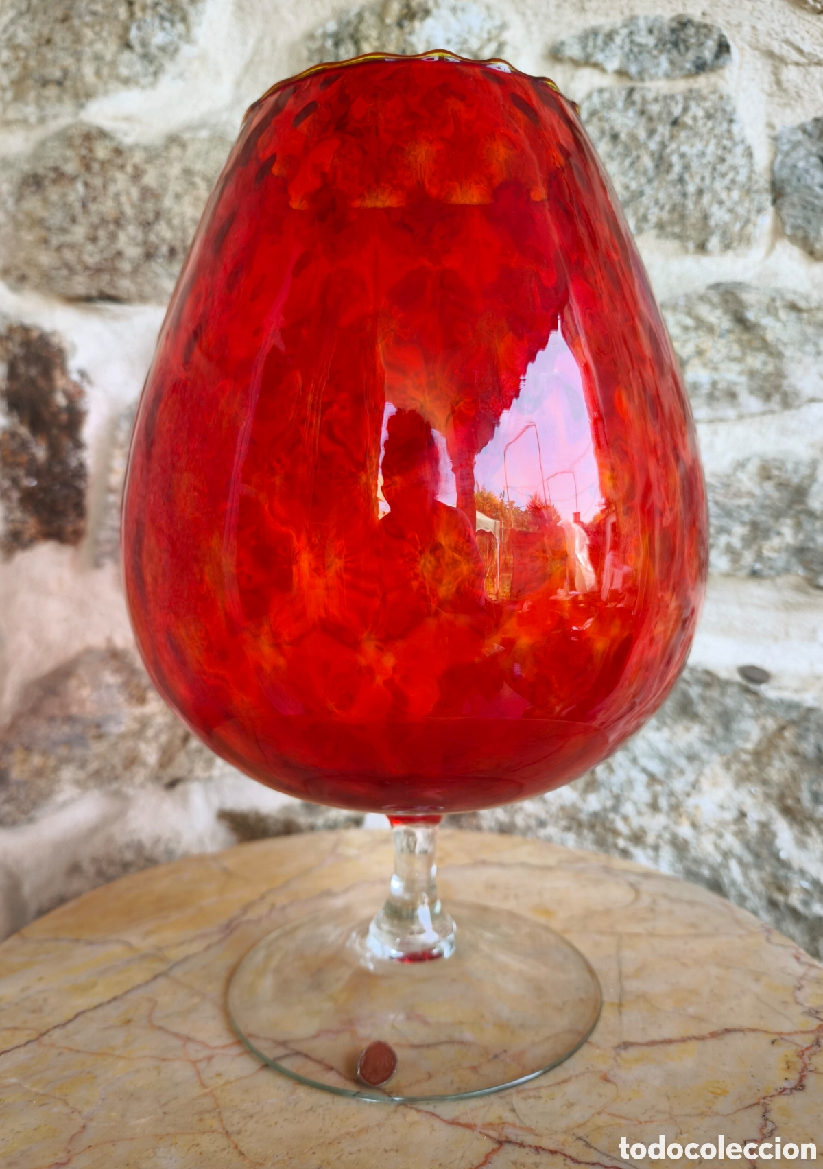 Vintage: Jarr&oacute;n Cristal Rojo Murano Italia Empoli XL