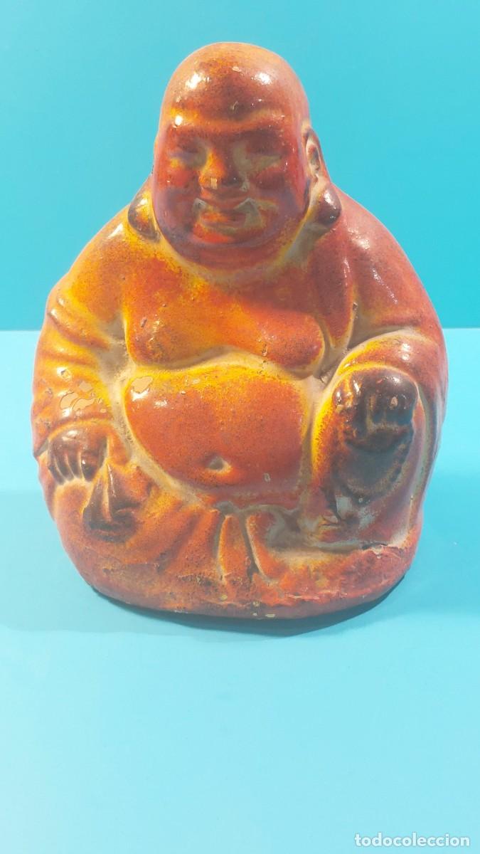 Vintage: Buda de cer&aacute;mica esmaltada, hucha.