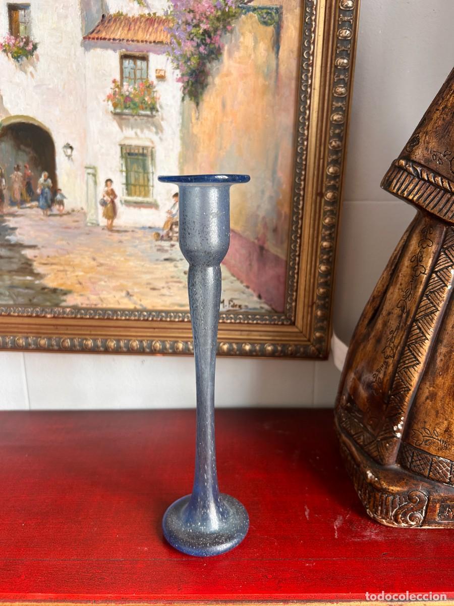 Vintage: Candelabro vidrio Azul