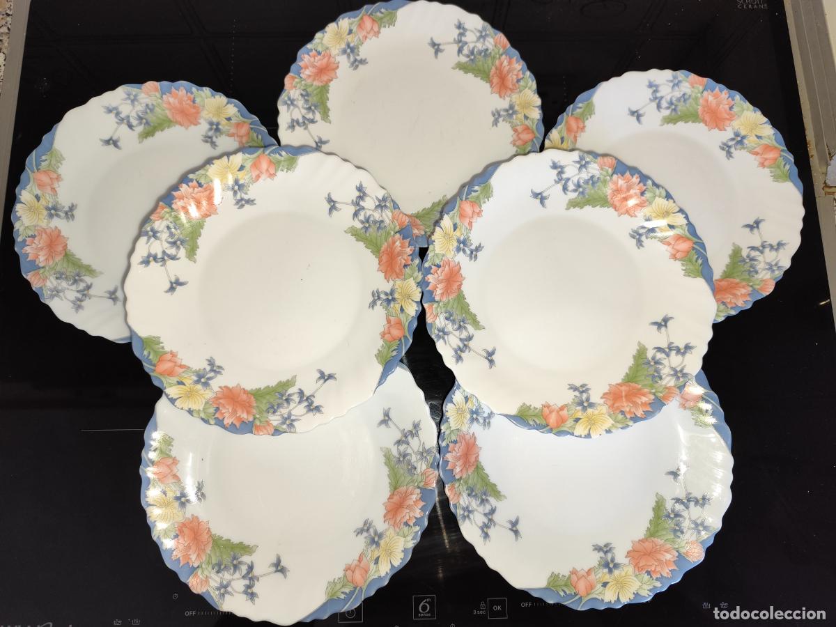 Vintage: ARCOPAL FLORINE - Lote 7 Platos Llanos Postre.