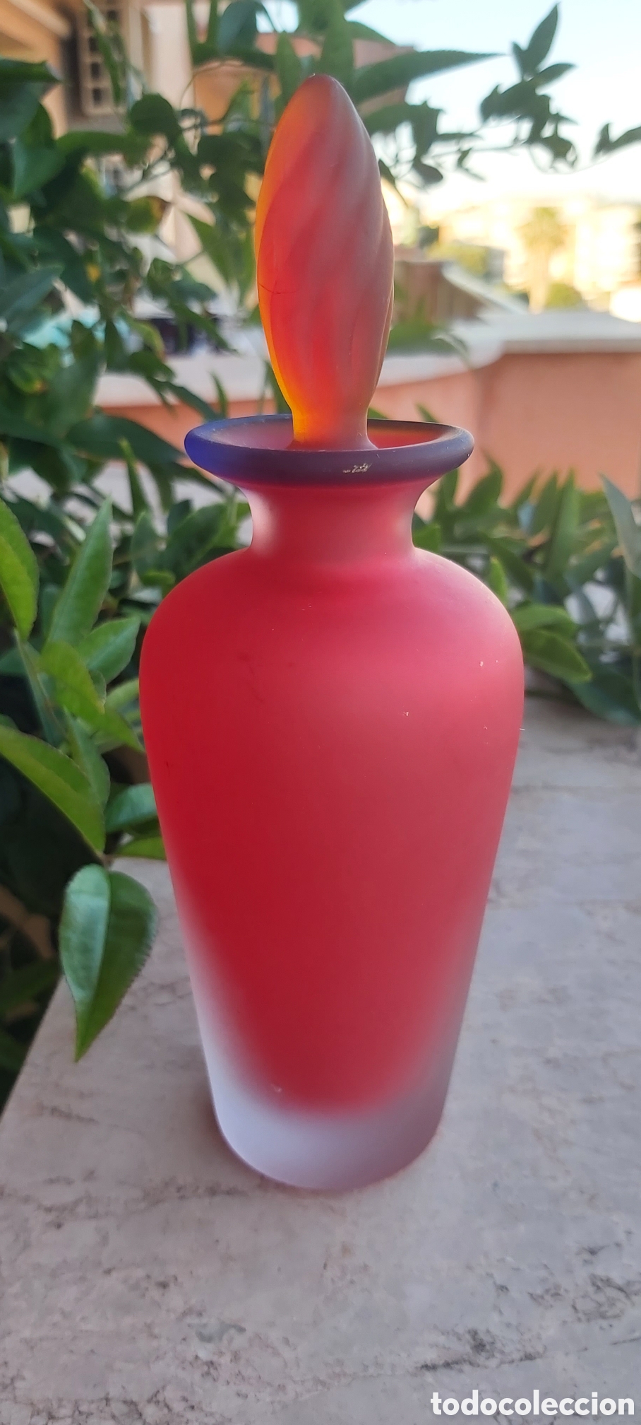 Vintage: Botella Murano Vintage &rdquo;Satinato&rdquo; Rojo y Azul - Atribuida a V. Nason & C. (A&ntilde;os 70)