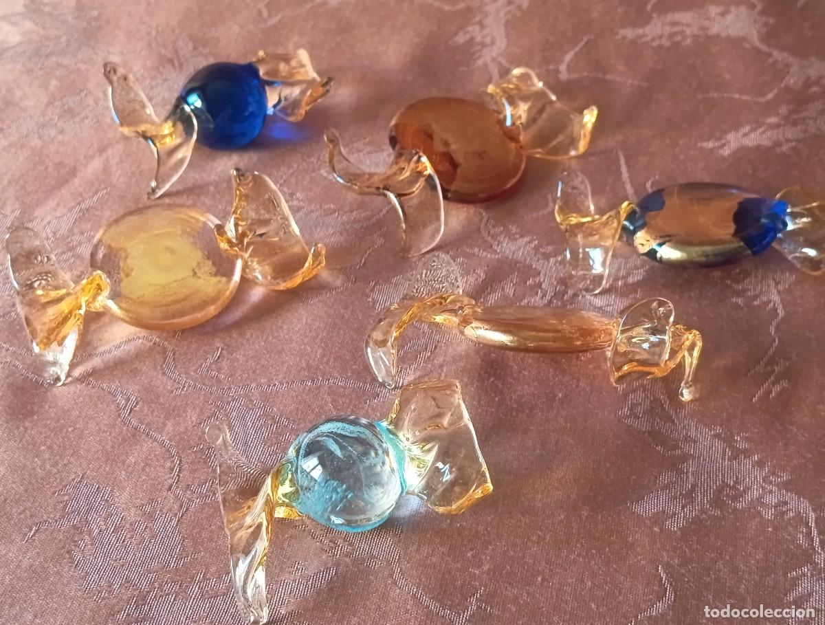 Vintage: SEIS M&Aacute;GNIFICOS CARAMELOS DE CRISTAL DE MURANO. COSE BELLE COSE RARE. VINTAGE