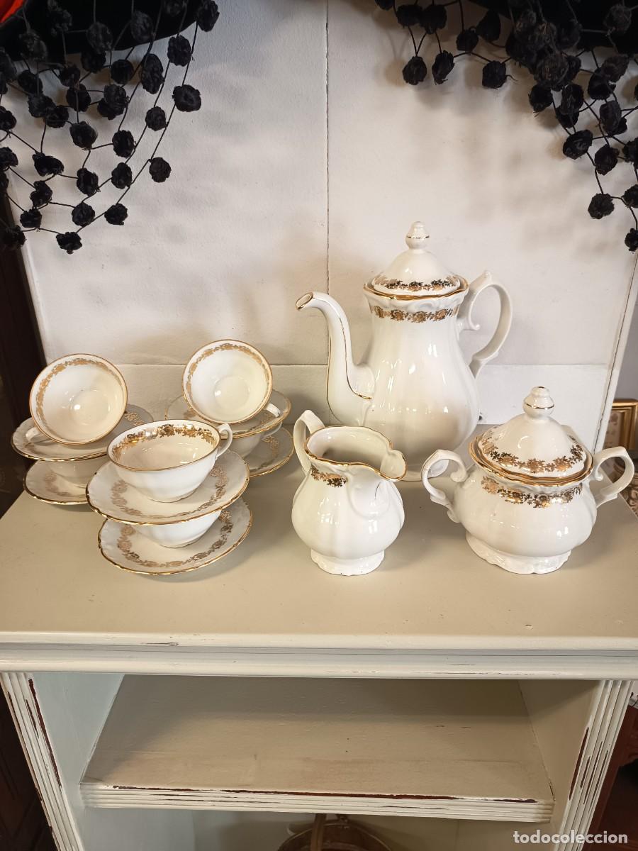 Vintage: Juego de caf&eacute; cl&aacute;sico porcelana