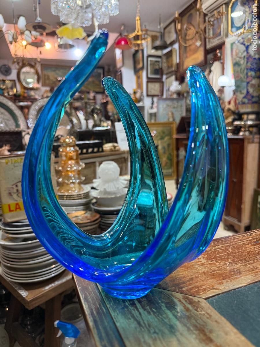 Vintage: CENTRO DE MESA CRISTAL DE MURANO - MEDIDA 22X18 CM - VINTAGE
