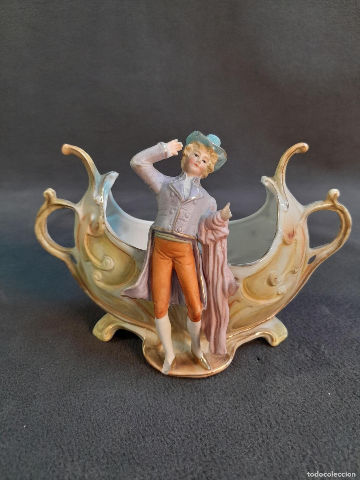 Vintage: FIGURA DE SOBREMESA CABALLERO GALANTE EN PORCELANA BISCUIT.UNGER,SCHNEIDER & CIE. SIGLO XIX.