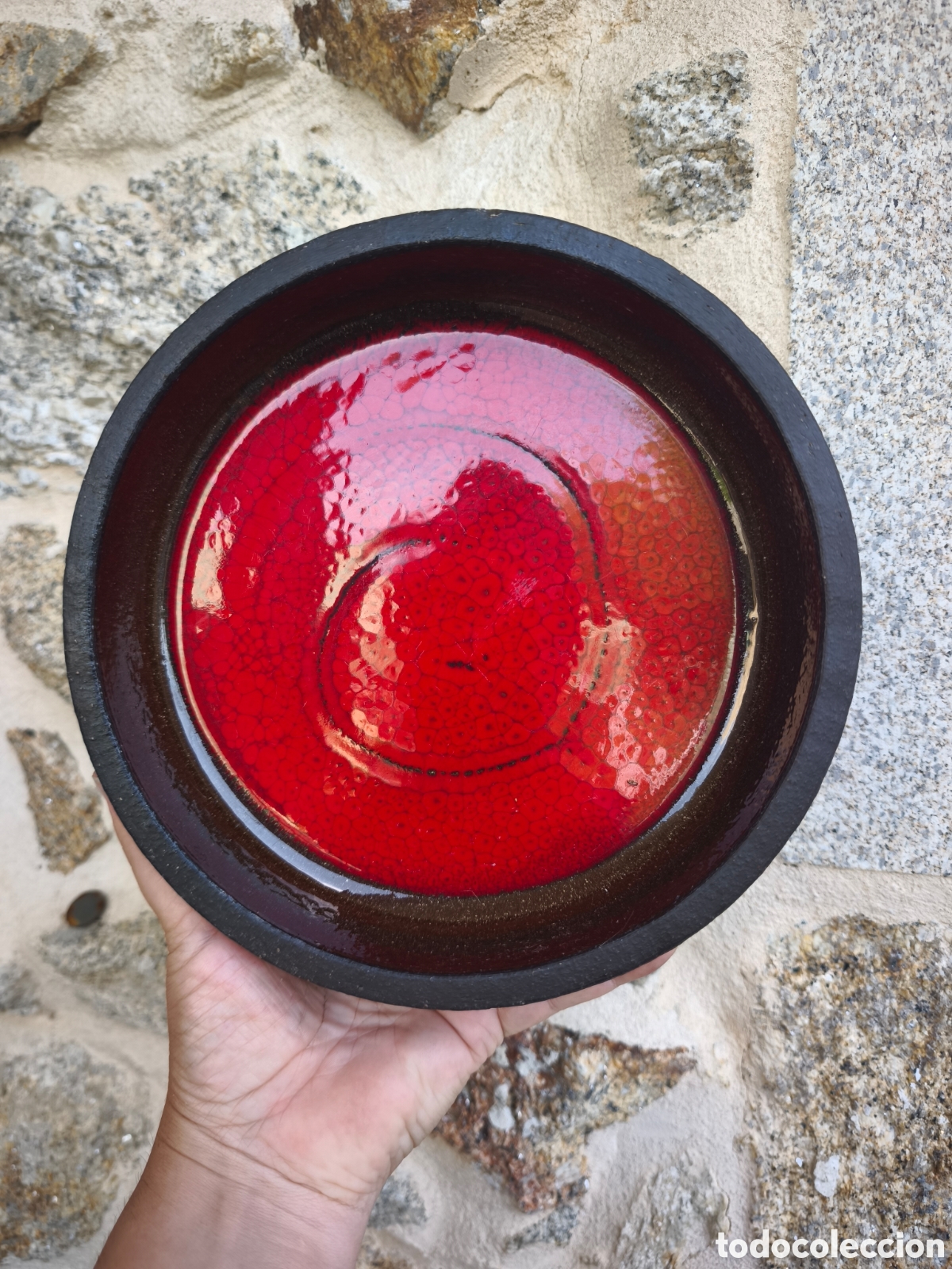 Vintage: Bol o vac&iacute;a bolsillos de cer&aacute;mica danesa Lehmann Keramik rojo lava | Erik Ebeltoft | Mid Century