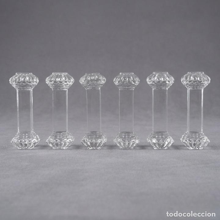 Vintage: Juego de 6 antiguos reposacuchillos de cristal - 9 cm
