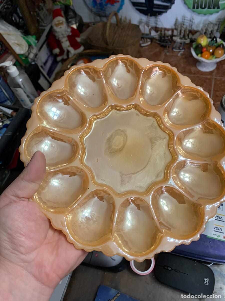 Vintage: plato cristal para huevos