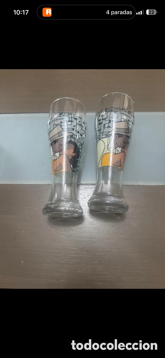 Vintage: Pareja de Vasos Cerveza Voll-Damm - Colecci&oacute;n Ritzenhoff - Dise&ntilde;ados por Mariscal (Chico y Rita)