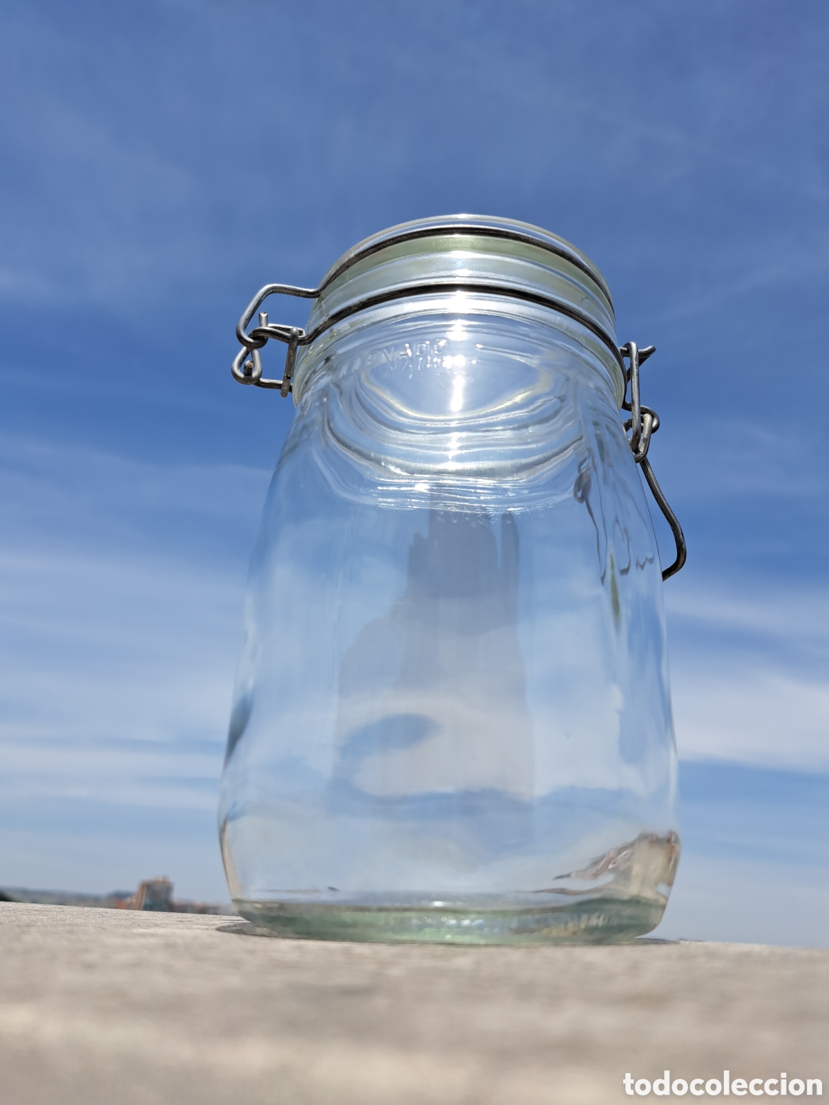 Vintage: ANTIGUO TARRO DE CRISTAL 1L MARCA VICASA