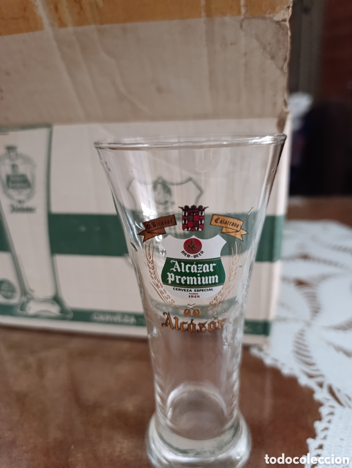Vintage: Juego de 6 vasos de cerveza el Alc&aacute;zar de Ja&eacute;n sin estrenar