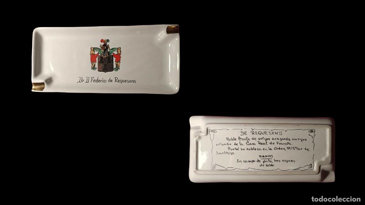Vintage: CENICERO / BANDEJA DE PORCELANA - ESCUDO NOBILIARIO - ORDEN MILITAR DE SANTIAGO - A&Ntilde;OS 50/70