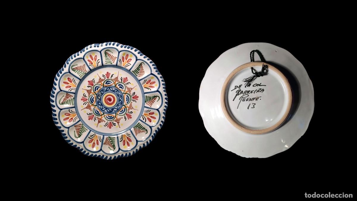 Vintage: PLATO DE CER&Aacute;MICA PINTADO A MANO - ROSETA GEOM&Eacute;TRICA POL&Iacute;CROMA - VINTAGE A&Ntilde;OS 60/70