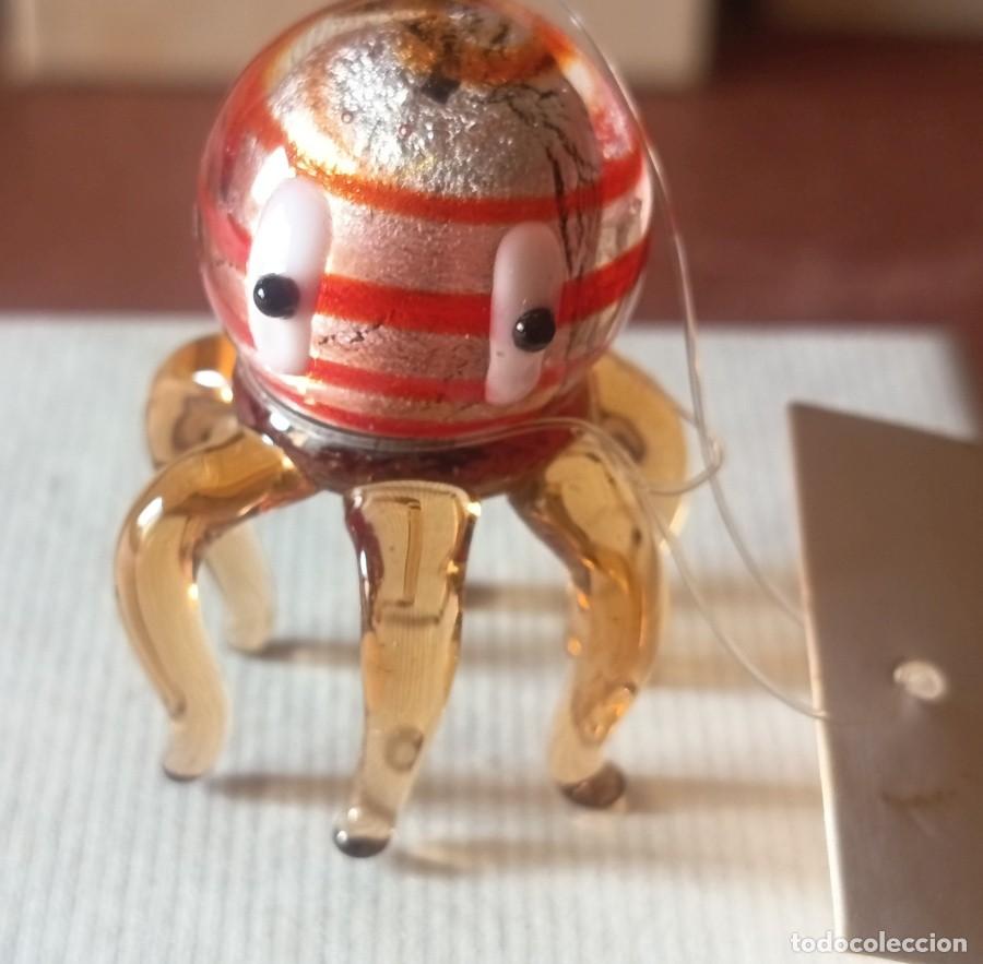 Vintage: FIGURA DE PULPO EN VIDRIO SOPLADO EN COLOR AMBAR Y PLATA. KASAVIVA