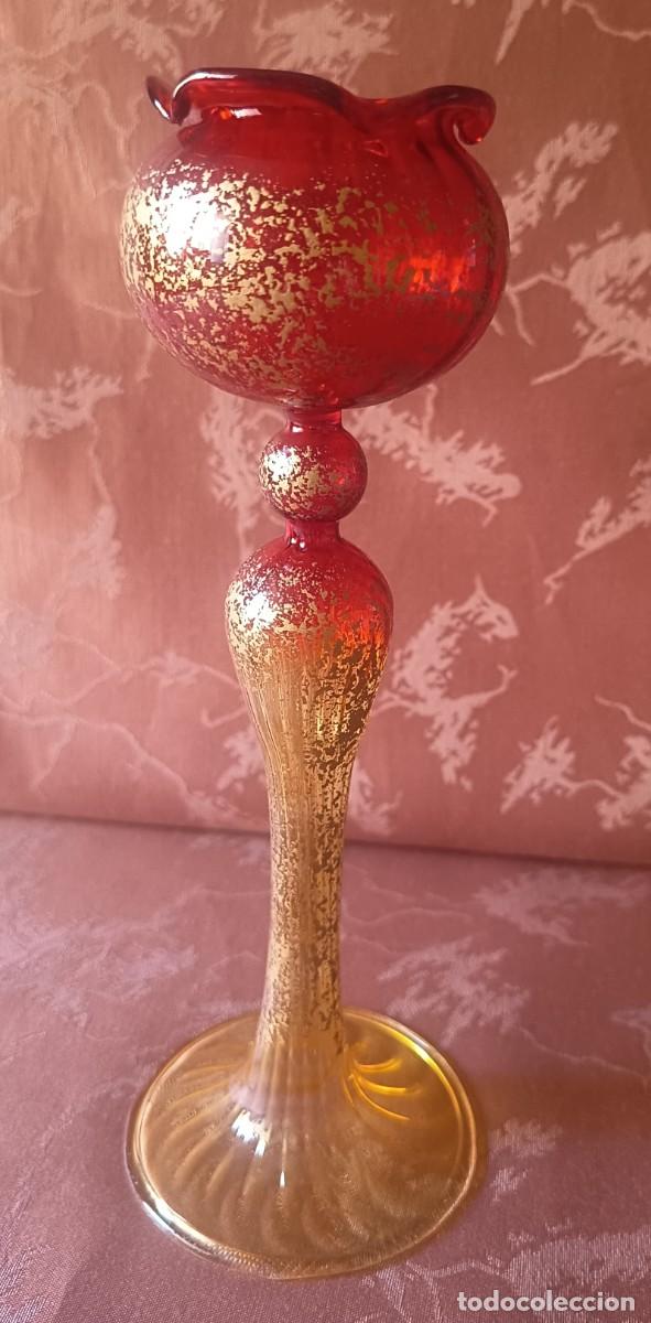 Vintage: OBJETO DECORATIVO DE VIDRIO SOPLADO ITALIANO ROJO Y DORADO. VINTAGE