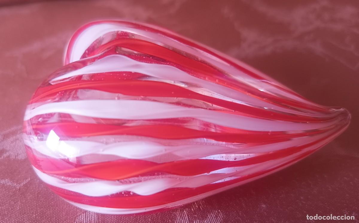 Vintage: INCRE&Iacute;BLE PISAPAPELES DE CORAZ&Oacute;N EN CRISTAL DE MURANO &Aacute;MBAR Y DORADO. VINTAGE