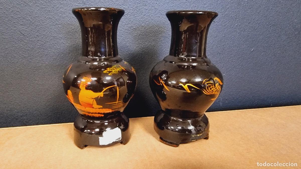 Vintage: Par de jarrones orientales peque&ntilde;os