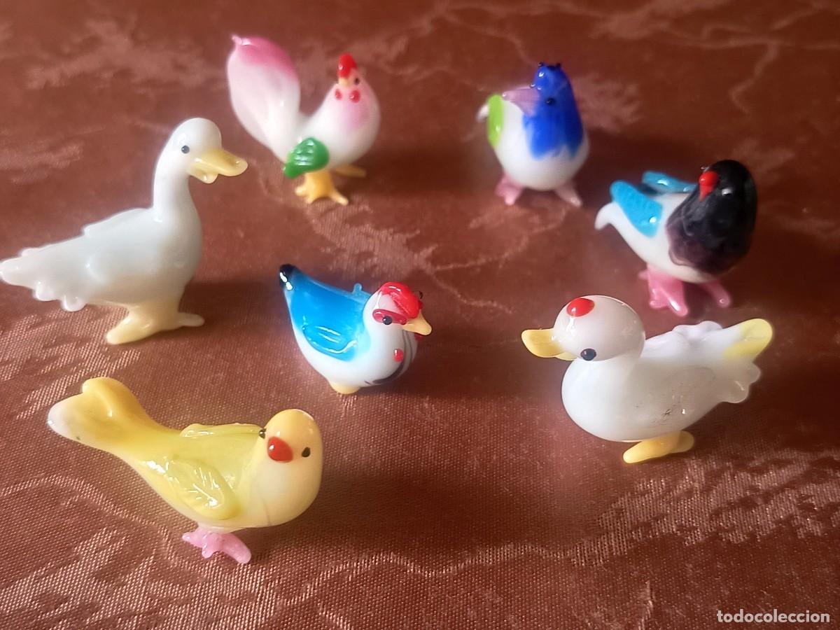 Vintage: GRANJA DE 7 AVES DE CRISTAL DE MURANO. 1960. VINTAGE