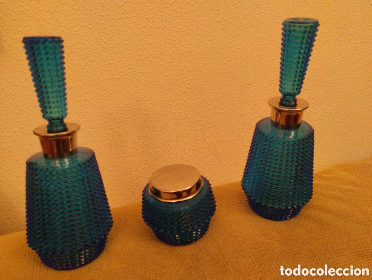 Vintage: Juego tocador cristal azul