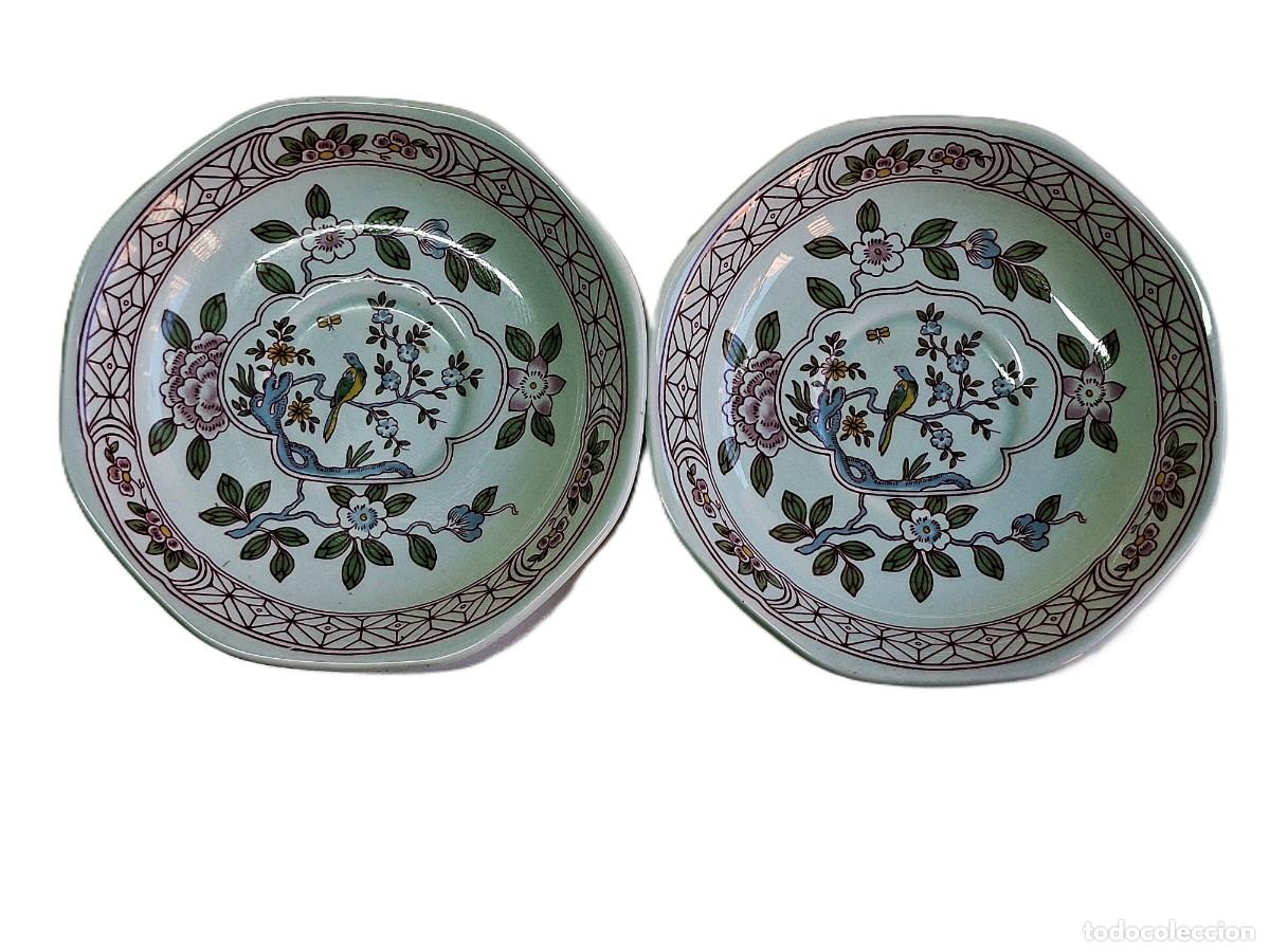 Vintage: 2 platillos Adams Calyx Ware Singapur P&aacute;jaro Inglaterra Vintage