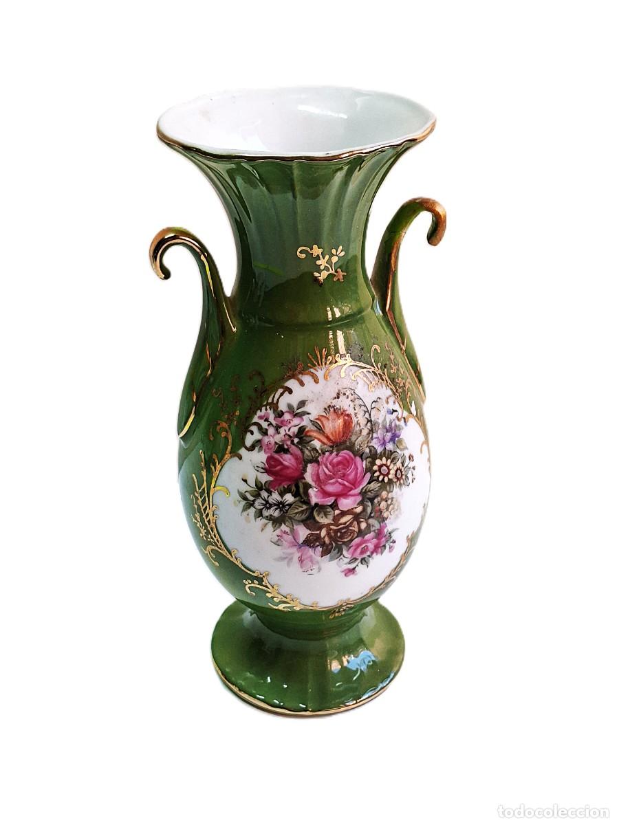 Vintage: JARR&Oacute;N DE PORCELANA FRANCESA - VERDE LIMOGUE
