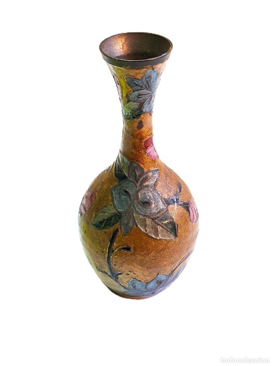 Vintage: Vintage brass India Enamel Floral Vase Penco Industries