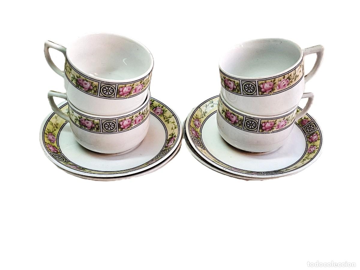 Vintage: Juego de 4 tazas y platillos vintage de Koenigszelt Silesia.
