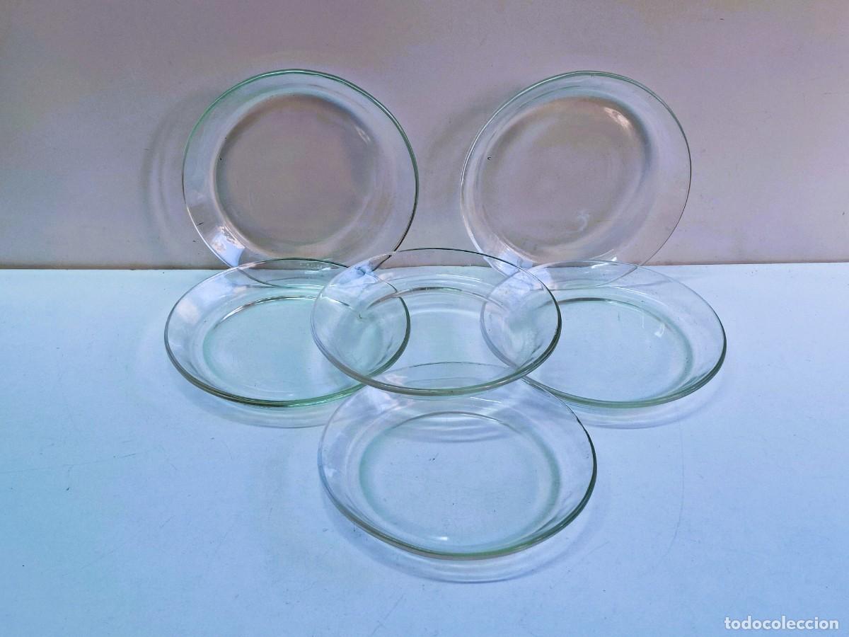 Vintage: JUEGO DE PLATOS DE VIDRIO DE 13,5 CM DE DI&Aacute;METRO