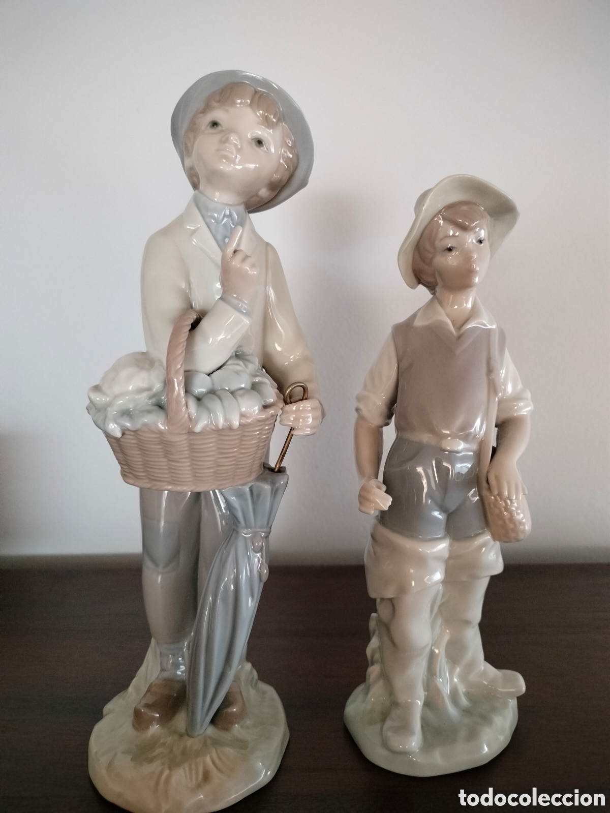 Vintage: Pareja Figuras Lladr&oacute; - Ni&ntilde;o Zurr&oacute;n (1011) y Ni&ntilde;o Paraguas (1012) - Vintage A&ntilde;os 70 Perfectas