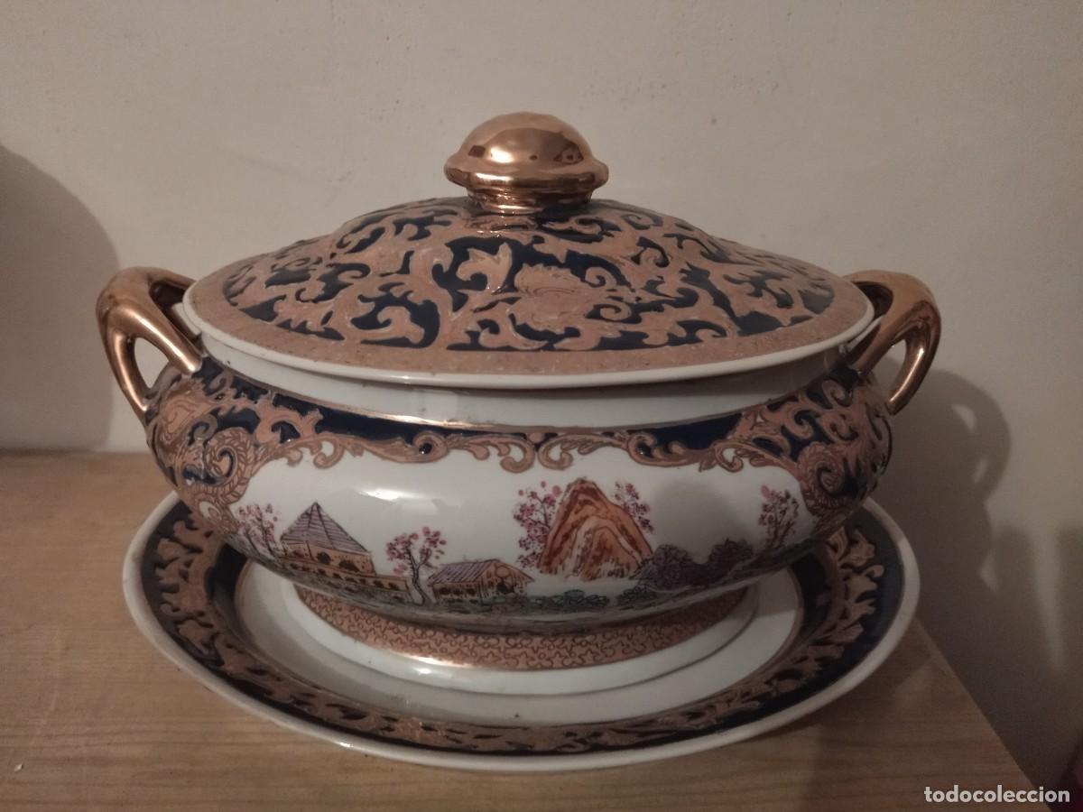 Vintage: Recipiente decorativo con tapa y plato