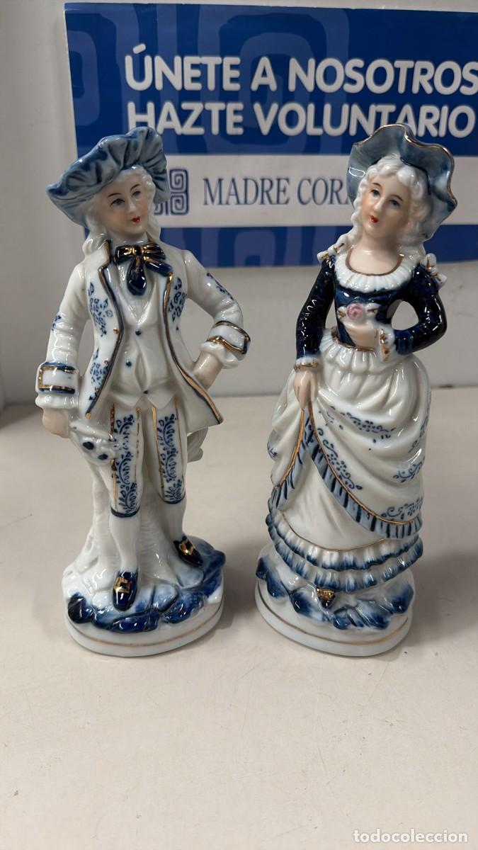 Vintage: Pareja porcelana azul