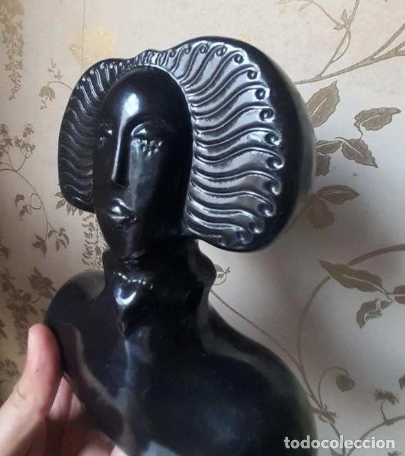 Vintage: Cer&aacute;mica modernista busto mujer modernista Century Ceramic Estonia Picasso Style woman crying