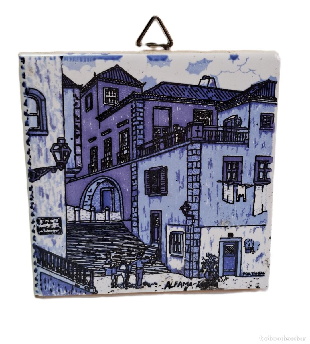 Vintage: Azulejos de Lisboa, Portugal, pintados a mano con t&eacute;cnica de may&oacute;lica, ALFAMA LISBON, decoraci&oacute;n de