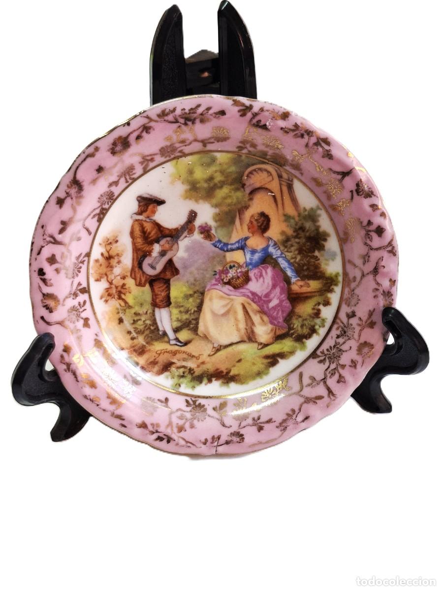 Vintage: Rosa antiguo Alemania Bavaria Porcelana Leni Parbus Bone China Plato 1949-1955 9.5 cm. diametro