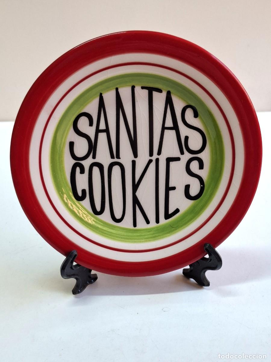 Vintage: Plato de galletas Hallmark para Pap&aacute; Noel, 15,5 cm de di&aacute;metro.