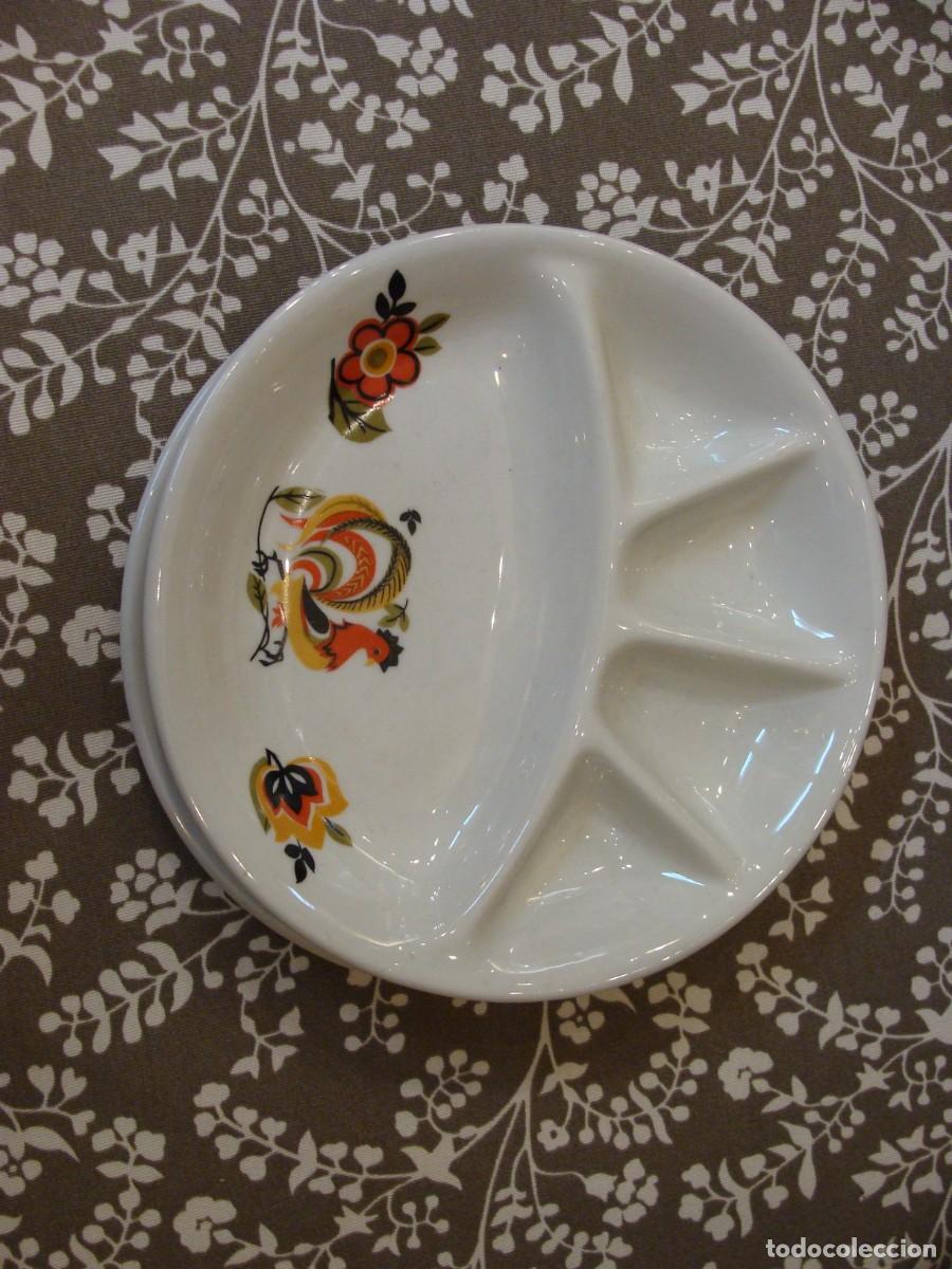 Vintage: Pareja de platos para fondue en porcelana