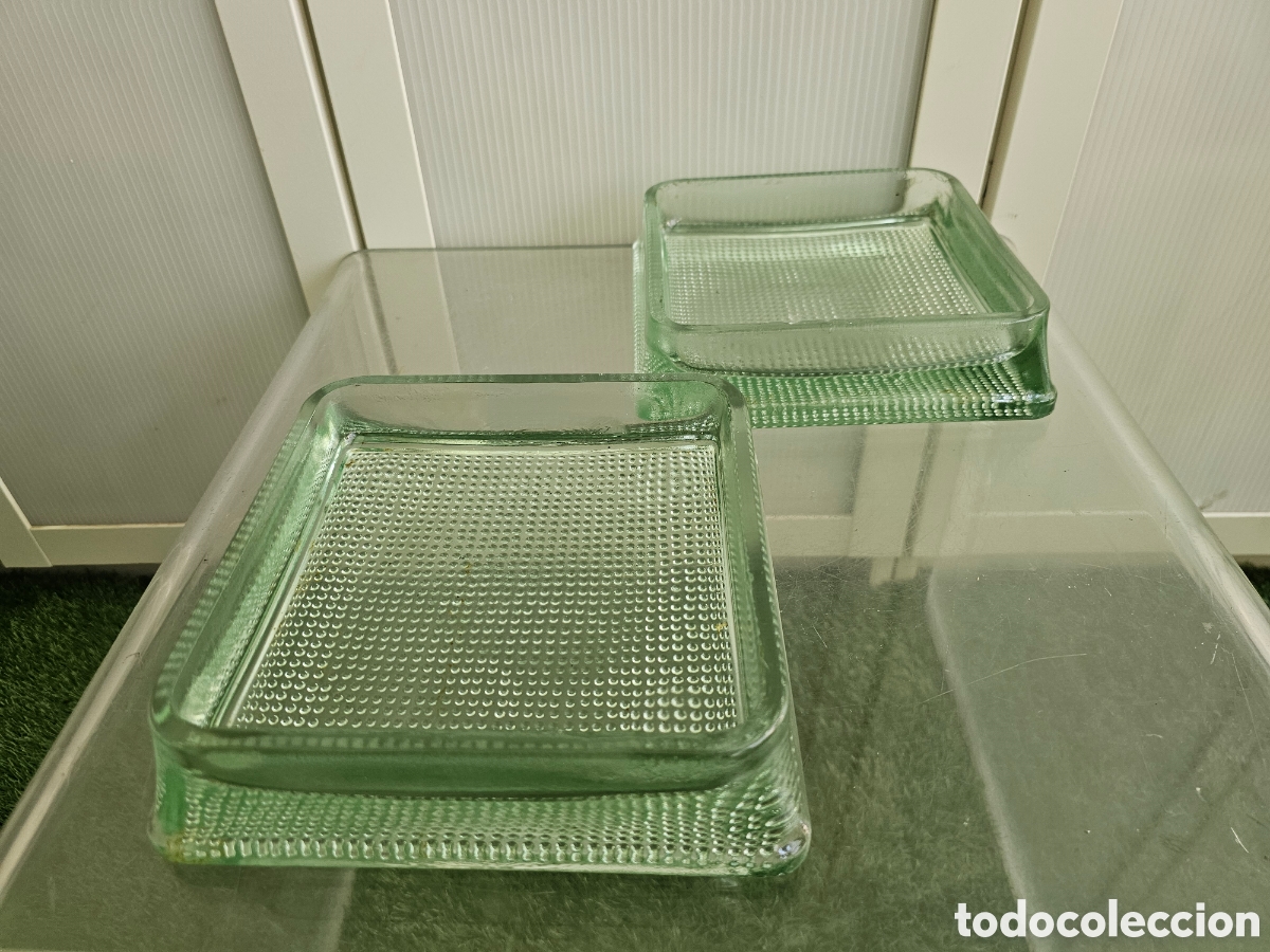 Vintage: Cenicero bandeja de vidrio grueso vintage, a&ntilde;os 70. Precio por unidad.