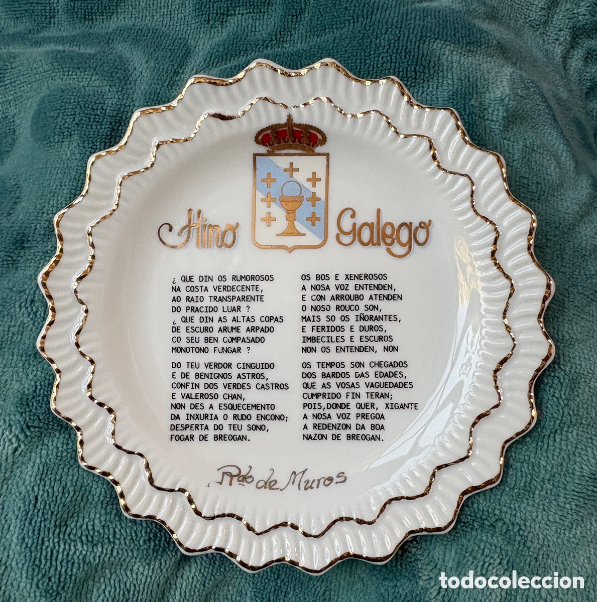 Vintage: (L824) Plato decorativo porcelana &middot; Hino Galego &middot; Rdo. de Muros &middot; 24 cm