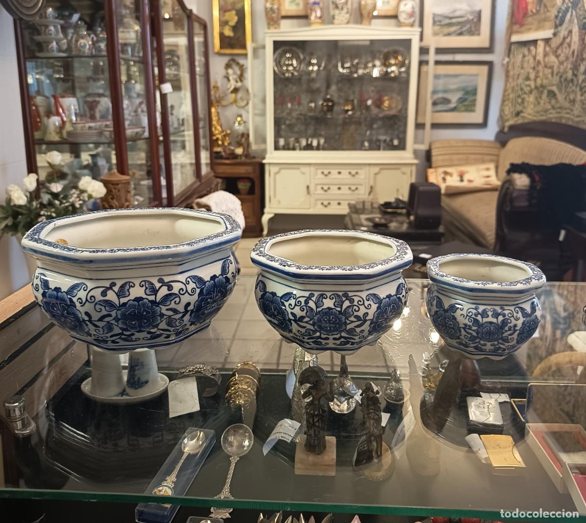 Vintage: Juego de 3 maceteros cer&aacute;mica
