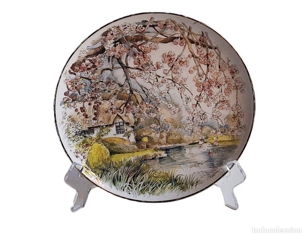 Vintage: Primavera en el r&iacute;o Avon: Cuatro estaciones. Cer&aacute;mica Plato de Poole de 21,5 cm (8,5 pulgadas).