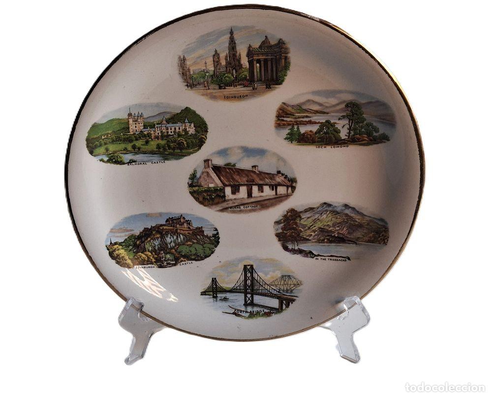 Vintage: Plato de recuerdo antiguo de Escocia, Robert Burns, 25 mm de di&aacute;metro.