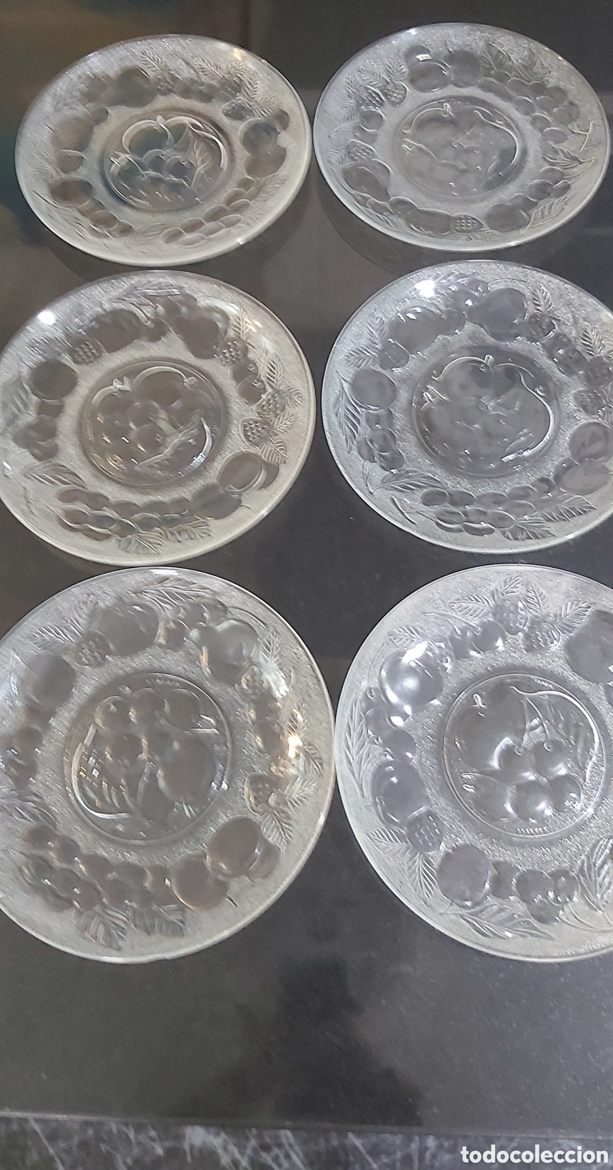 Vintage: Set 6 Platos Cristal Vintage Arcoroc Gourmande 22,7cm &bull; Impecables
